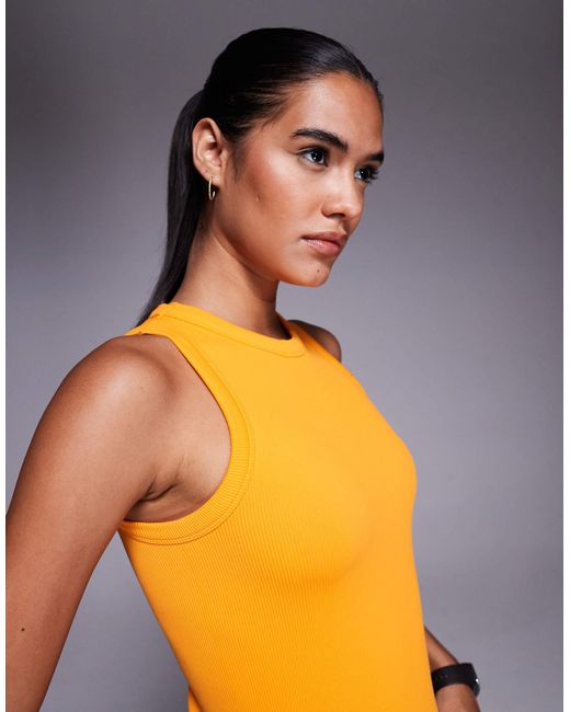 4505 Orange 90s Slim Fit Seamless Rib Cropped Vest