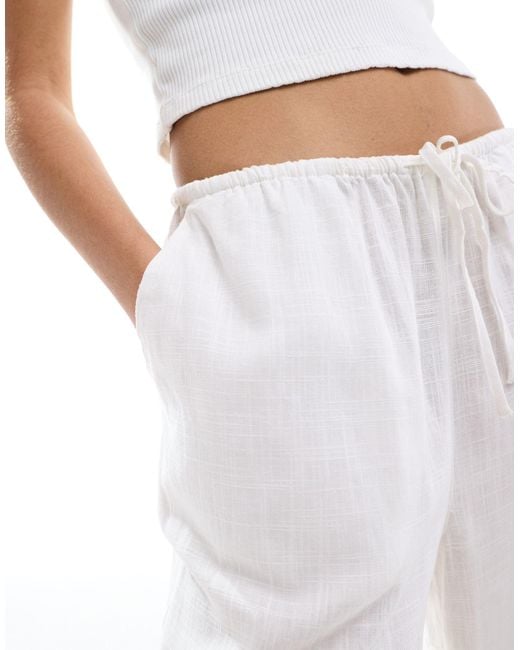 ASOS White Pull On Culotte With Linen