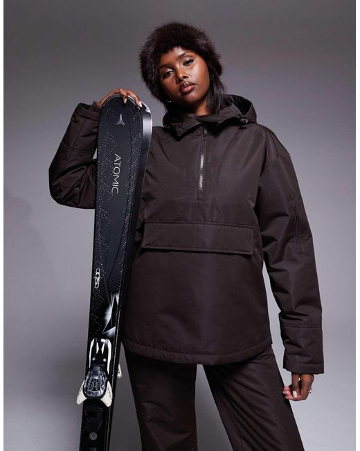 Threadbare Gray Co-ord Ski Overhead Jacket With Hood