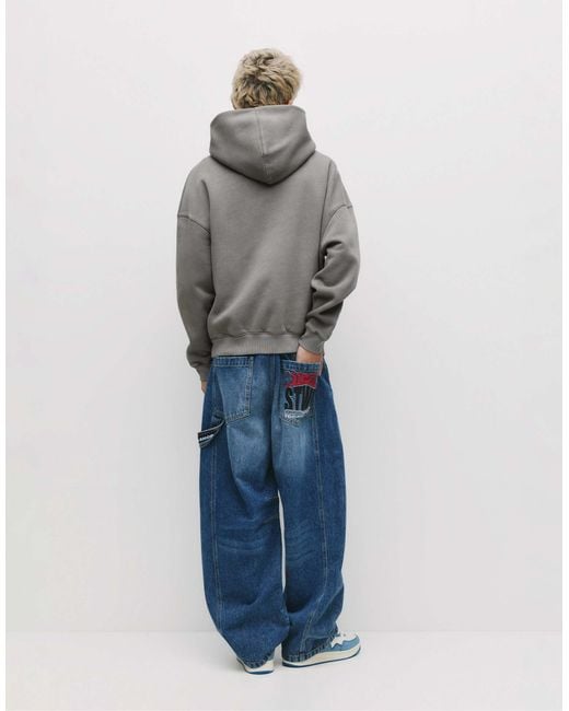 Pull&Bear – kastiger kapuzenpullover in Gray für Herren