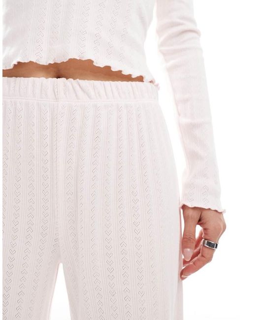 Miss Selfridge White Pointelle Wide Leg Trouser Co Ord