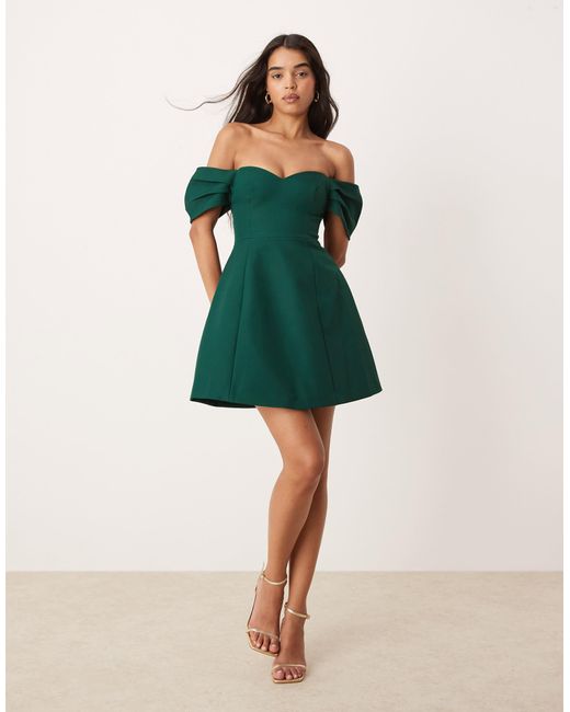 EVER NEW Off The Shoulder Structured Mini Dress in Green | Lyst EVER NEW Off The Shoulder Structured Mini Dress in Green | Lyst