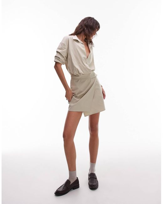 ASOS Natural – drapiertes mini-hemdkleid