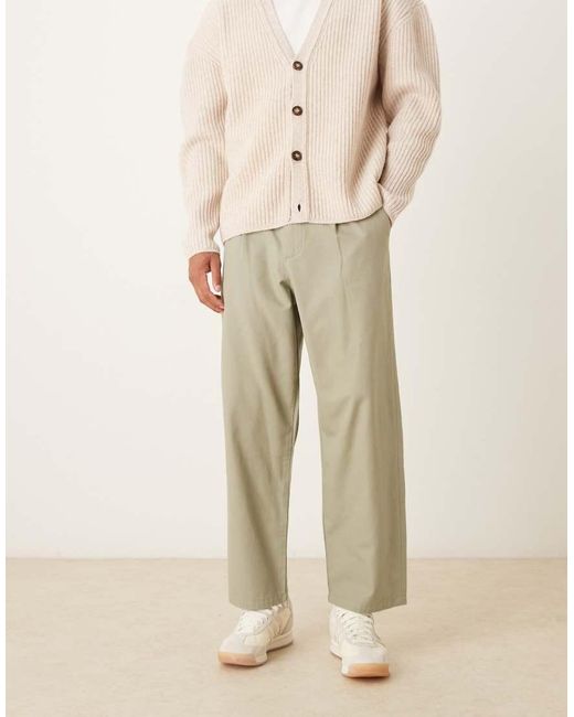 Pantalones De Corte Tapered Holgado Con Pinzas De -Verde ASOS de hombre de color Natural