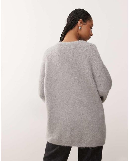 Monki Gray Knitted Oversized Cardigan