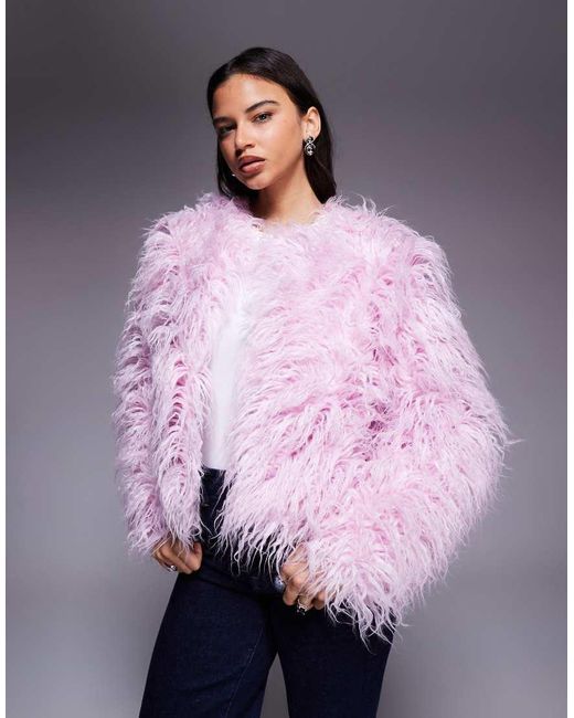 Kiwi & Co Purple Esme Faux Mongolian Fur Jacket