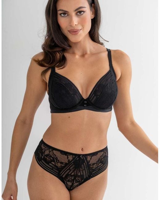 Pour Moi Black Taylor Lace Midi Brazilian Brief