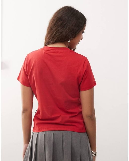 Kickers Red 90s Baby Tee With Logo