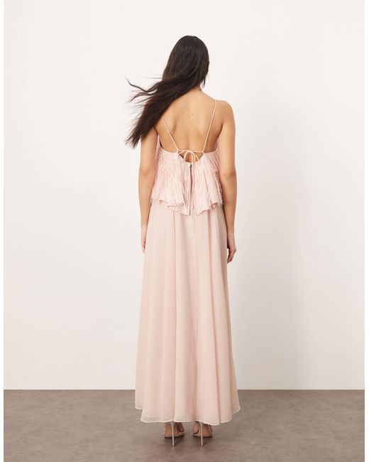 ARRANGE Pink Shard Sequin Layered Trapeze Cami Maxi Dress