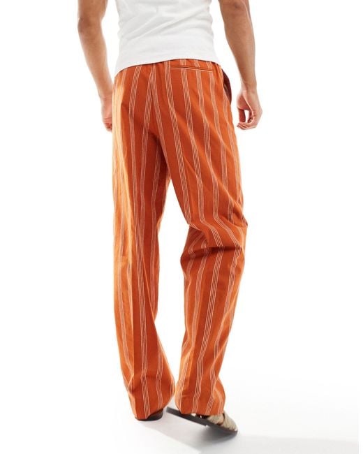 ASOS – elegante leinenmix-jogginghose in Orange für Herren