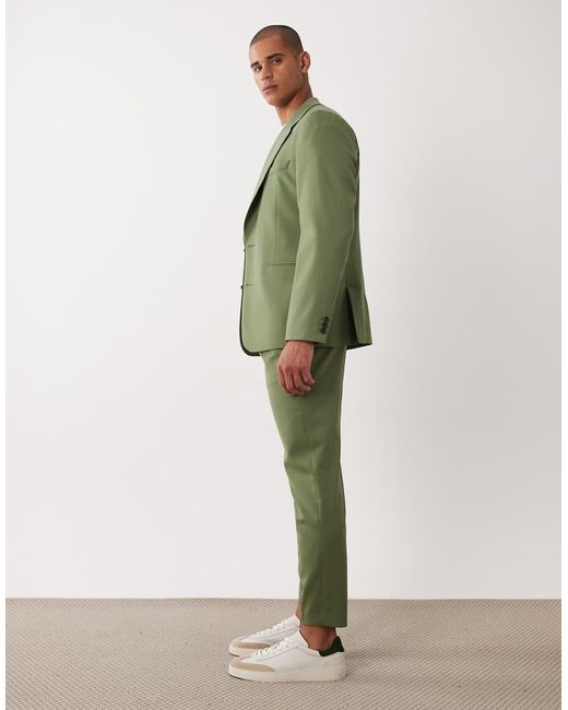 ASOS Green 100% Summer Wool Tapered Suit Pants for men