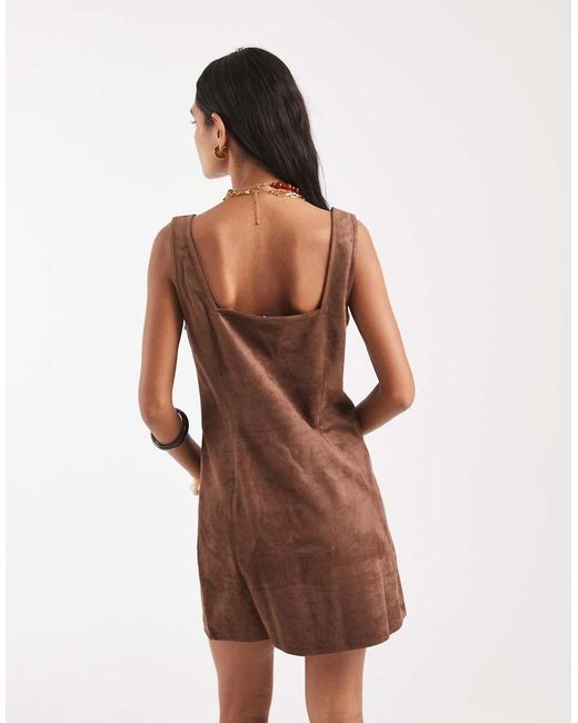 Vero Moda White Square Neck Faux Suede Mini Dress