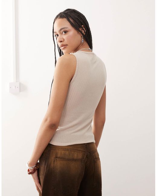 Débardeur côtelé avec détail cranté - taupe Collusion en coloris Multicolor