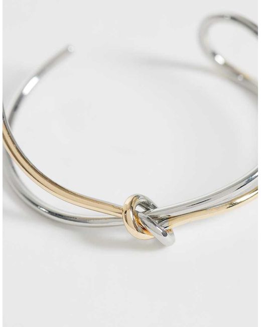 Reclaimed Vintage White Unisex Mixed Metal Bangle
