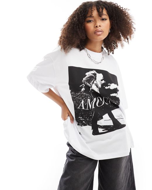 ASOS White Oversized T-shirt With Amour Magazine Photographic