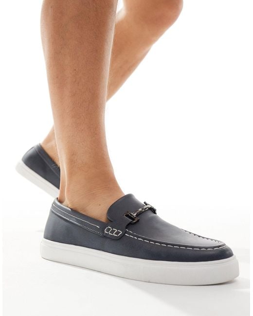 ASOS Faux Suede Loafers With Snaffle And White Sole for men