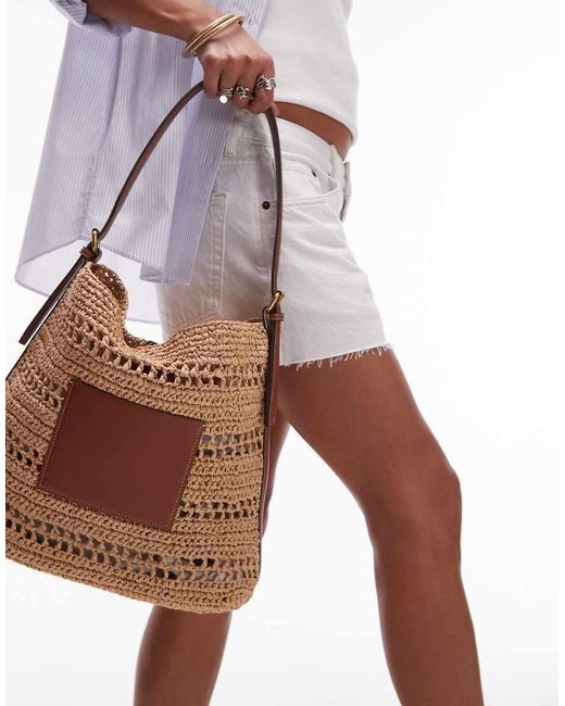 Mango Brown Raffia Lined Tote Bag