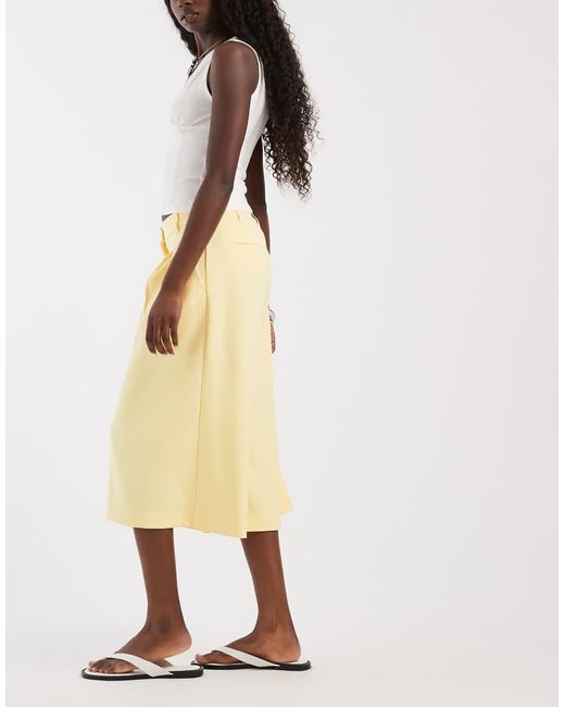 ASOS Yellow Tailored High Waist Culotte Trousers