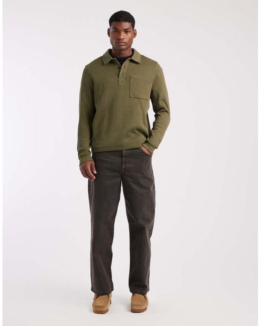 ASOS Green Oversized Button Polo With Pocket for men