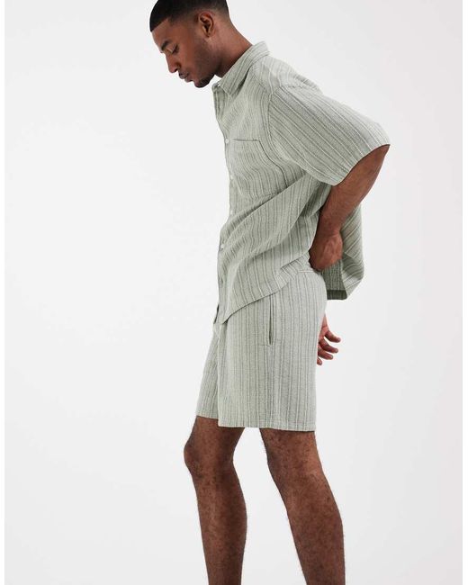 ASOS Natural Textured Mid Length Shorts for men