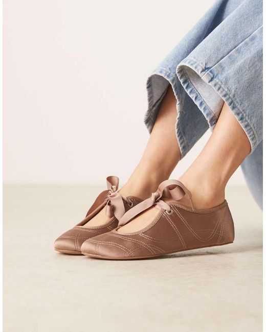 ASOS Pink Loom Lace Up Ballets