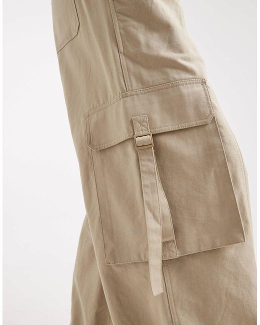 ASOS Natural Asos Design Petite Oversized Utility Pull On Trousers