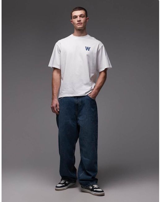 DOUBLE A by WOOD WOOD Gray 100% Cotton Liam T-shirt With Logo Back Print for men