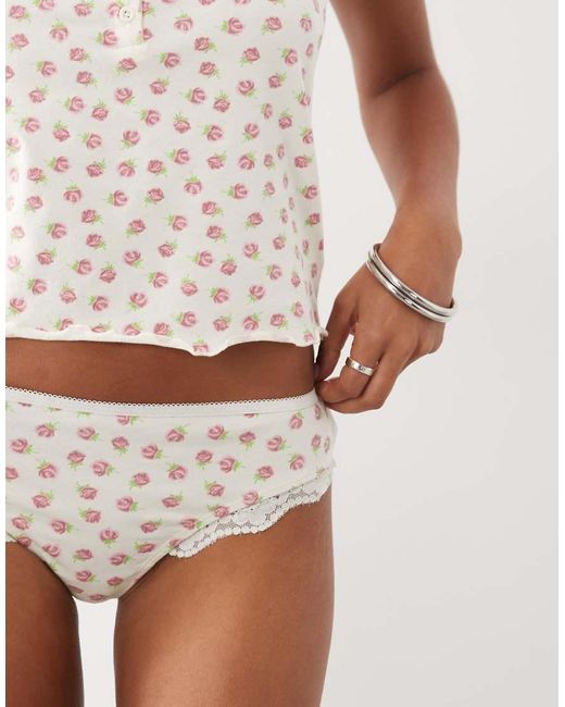 Wednesday's Girl White Wednesdays Girl Lace Edged Cami Top And Brief Set