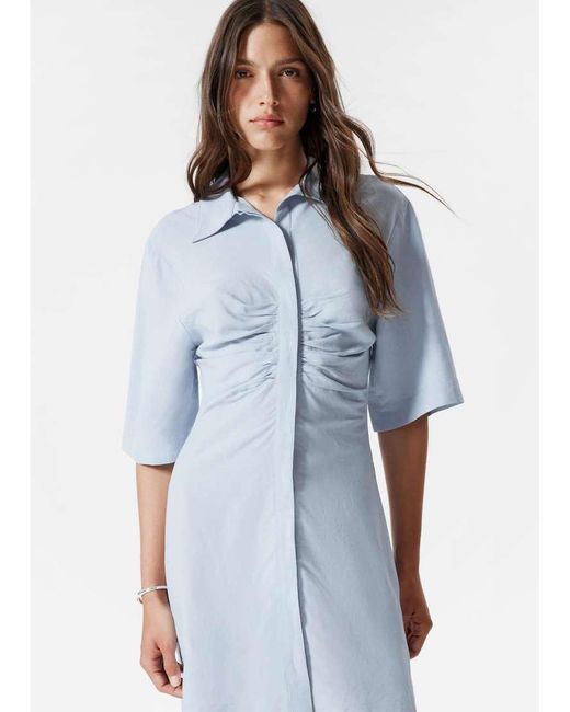 & Other Stories Purple Mini Shirt Dress With Ruche Front