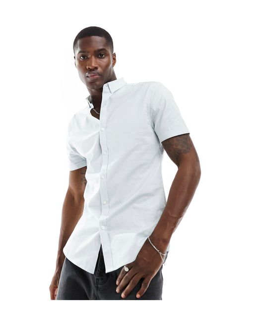 Mens white muscle hotsell fit short sleeve shirt