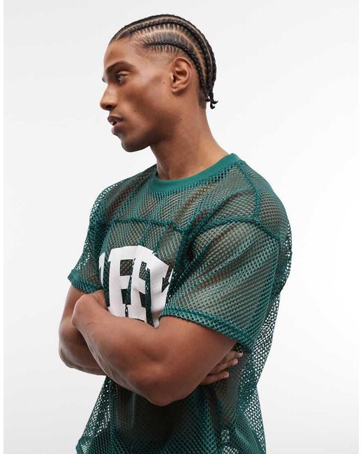 Obey Green Collegiate Practive Mesh Jersey Top for men