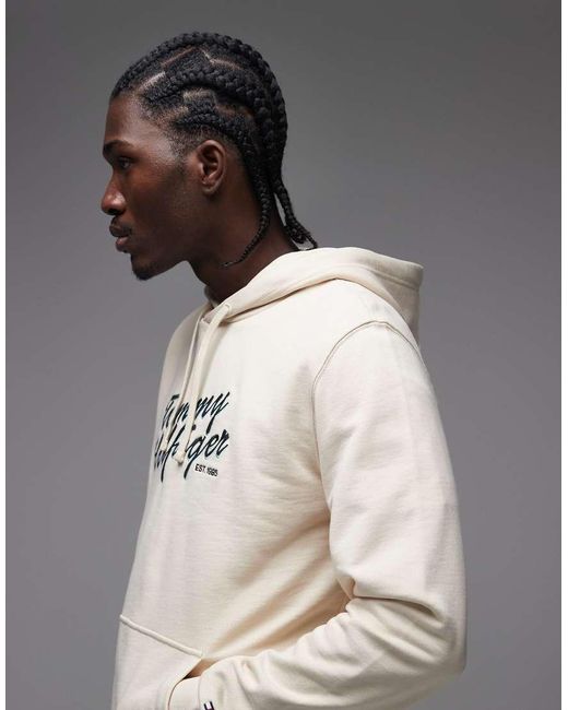 Tommy Hilfiger Gray Text Graphic Hoodie for men