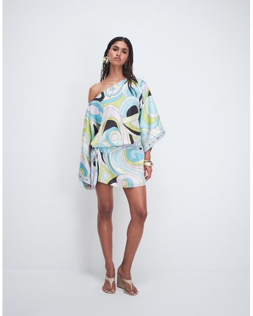 Cin Cin Blue Colada Off Shoulder Mini Dress