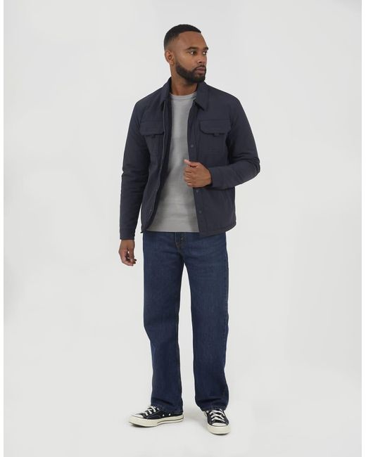 Brave Soul Blue Borg Lined Zip-Up Shacket for men