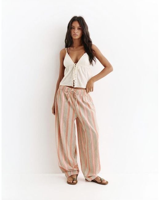 Pull&Bear White Strappy Top With Lace Detail
