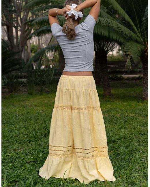 Daisy Street Green X Molly Mcfarlane Boho Maxi Tiered Skirt