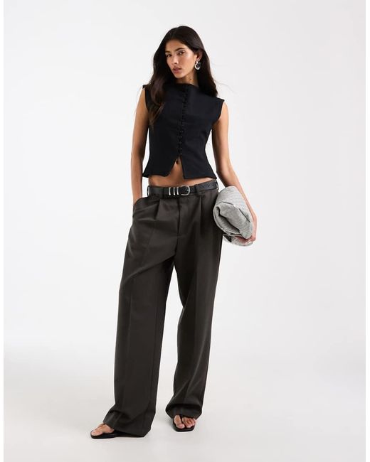 ASOS Black Compact Cotton Grown On Sleeve Button Down Top
