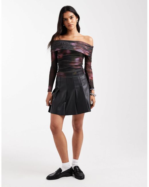 Cotton On Black Cotton on – ashley – schulterfreies netzstoff-oberteil