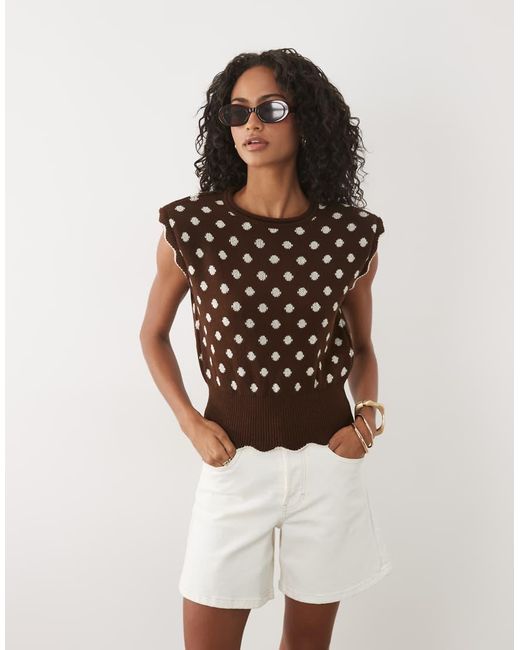 Miss Selfridge Multicolor Knitted Top With Deep Waistband