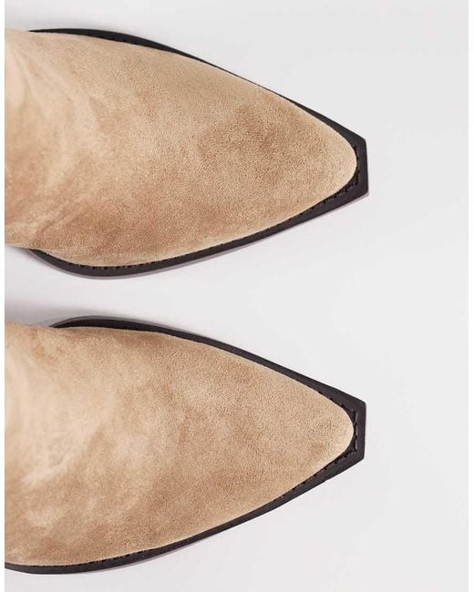 ASOS Natural Wide Fit Remone Heeled Western Boots