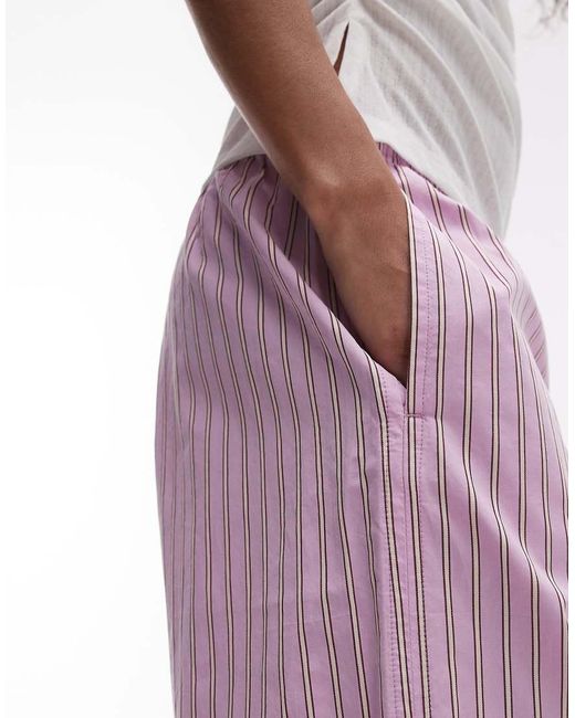 ARKET Purple Poplin Straight Leg Trousers With Pull-on Waist