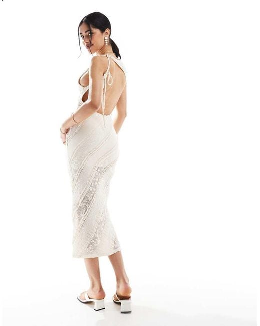 Pull&Bear White Lace Backless Dress