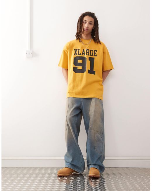 Xlarge Yellow T-shirt With Oversized Logo And Number 91 Print for men