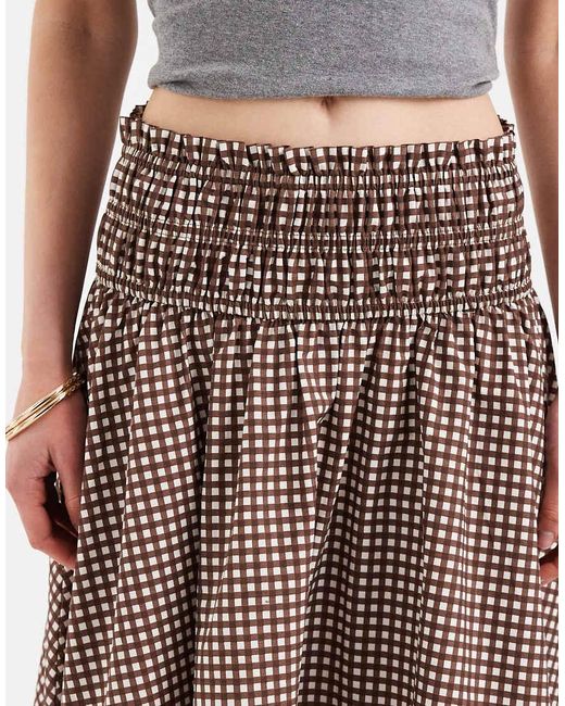 ASOS Brown Shirred Waist Detail Maxi Skirt
