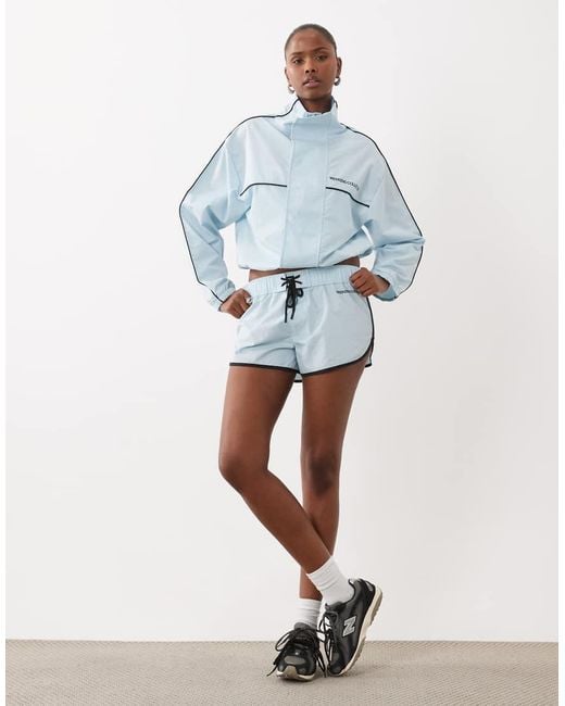 ASOS Blue Weekend Collective Co-ord Micro Nylon Short With Tie Waist Detail