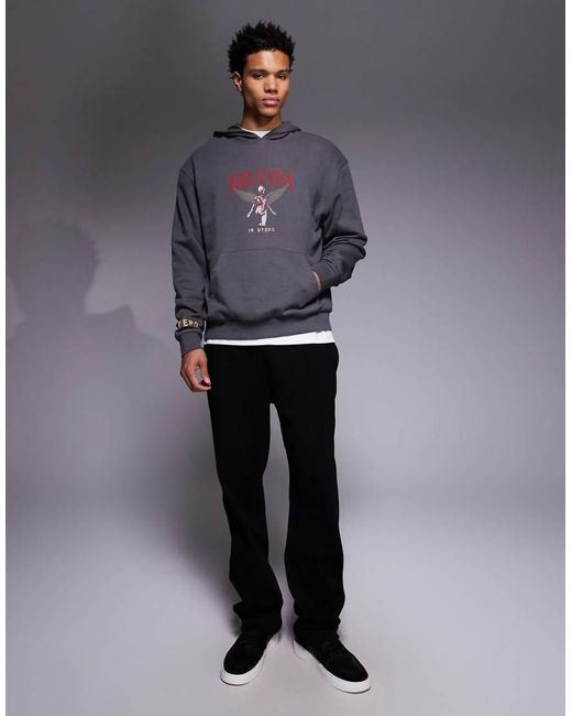 ASOS Gray Relaxed Hoodie With Nirvana Print