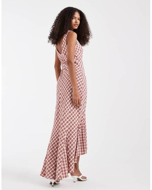 ASOS Pink Fluted Hem Maxi Dress