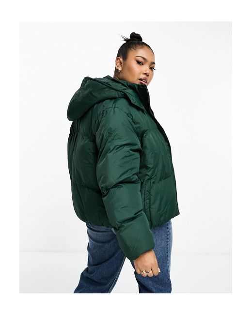 Brave Soul Bunny Hooded Puffer Jacket in Green | Lyst
