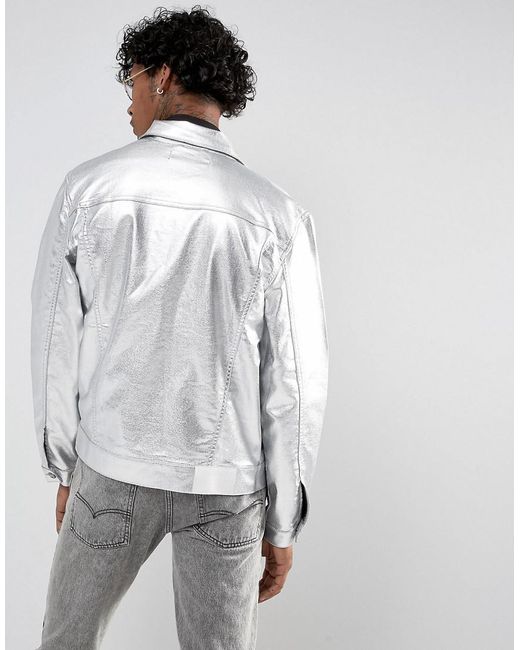 Balmain Wide Metallic Cotton Denim Jacket In Silver | ModeSens | Chaqueta  plateada, Chaquetas, Hombres