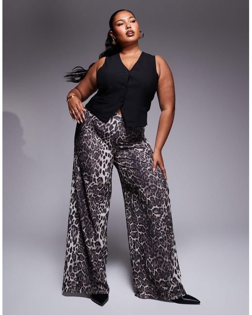 ASOS Gray Asos Design Curve Wide Leg Pants